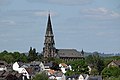 Blick über die Dächer von Rübenach auf die Pfarrkirche St. Mauritius