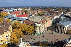 Veduta di Subotica dall'alto del palazzo comunale