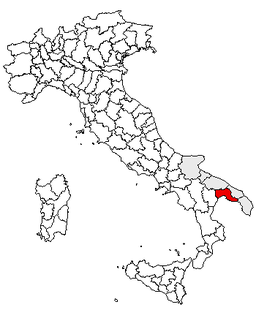 Kort over Italien med Provincia di Taranto har markeret