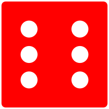 A die showing 6 pips