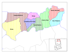 Loko de Supra Orienta Regionaj Distriktoj en Ganao