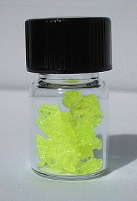 Uranyl nitrate as yellow crystals