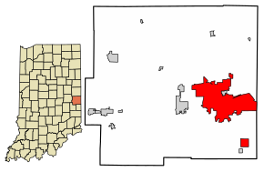 Расположение Ричмонда в округе Уэйн, штат Индиана.