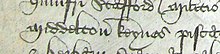 Name "Middelton Keynes", from Plea Rolls of the Court of Common Pleas, 1461 "Middelton Keynes" from Plea Rolls of the Court of Common Pleas; 1461.jpg