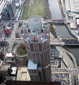 311 South Wacker Drive visto desde el último piso de la Willis Tower.