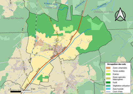 Carte des infrastructures et de l'occupation des sols de la commune en 2018 (CLC).