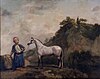 Painting of early Thoroughbred sire the Alcock Arabian. c1720