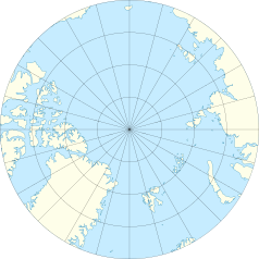 Mapa konturowa Arktyki, na dole znajduje się punkt z opisem „Pyramiden”