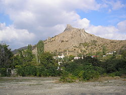 View of Mizhrichia with the Crimean Mountains in the background.