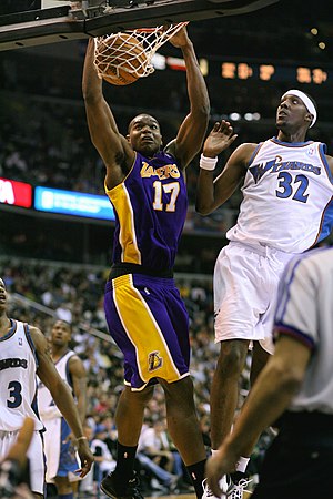 Andrew Bynum playing with the Los Angeles Lakers