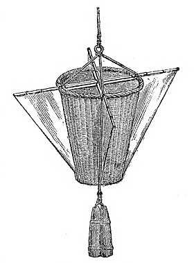 Current-drag designed by Calver. The drag was weighted and suspended below a boat at various depths. The boat was dragged in the direction of the current at that depth, and the velocity of the current could thus be estimated.: 165 