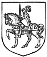 Fig. 359.—A chevalier on horseback.