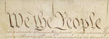 English: Detail of Preamble to Constitution of...