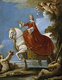 王妃マリア・アンナ騎馬像、ルカ・ジョルダーノ画、1695年、プラド美術館蔵