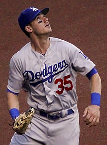 Bellinger with the Dodgers in 2017 Dodgers bellinger 2017-mena.jpg