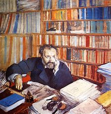 Portrait d'Edmond Duranty devant sa bibliothèque par Edgard Degas