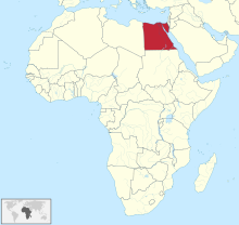 Carte administrative de l'Afrique, montrant l'Égypte en rouge.