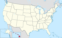 Карта Соединенных Штатов с Гавайями выделена
