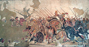 Александр б'ється із Дарієм при Іссі (Мозаїка Александра, Національний археологічний музей Неаполя)
