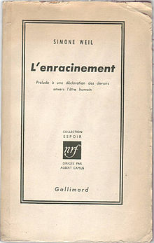 L'enracinement, Simone Weil, Gallimard.jpg