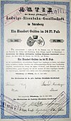 Bayerische Ludwigs Bahn 1835/69 share certificate