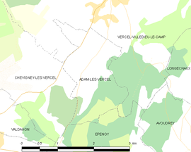 Mapa obce Adam-lès-Vercel