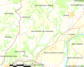 Mapa obce Saint-Bonnet-de-Chavagne