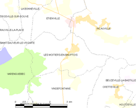 Mapa obce Les Moitiers-en-Bauptois