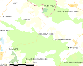 Mapa obce Merles-sur-Loison