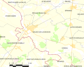 Mapa obce Mauzé-sur-le-Mignon