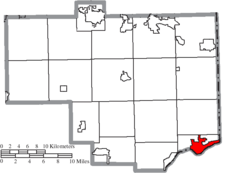 Location of East Liverpool in Columbiana County