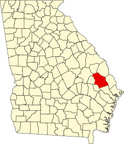 Location in Bulloch County and the state of Georgia