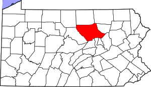 Map of Pennsylvania highlighting Lycoming County