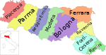 Carte de la région d'Emilie-Romagne, en Italie, avec les provinces-it.svg