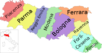 Map of region of Emilia-Romagna, Italy, with provinces-it.svg