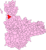 Estensión del términu municipal dientro de la provincia de Valladolid