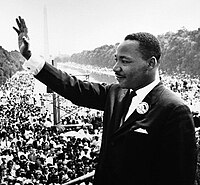 Martin Luther King's 1963 "I Have a Dream" speech Martin Luther King Jr. addresses a crowd from the steps of the Lincoln Memorial (cropped).jpg