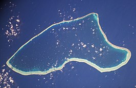 Het atol Marutea Nord vanuit de ruimte