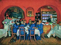 Mosvka-taverna (Московский трактир, 1916) av Boris Kustodjev.