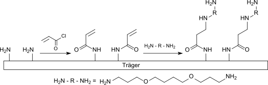 Oberflächenmodifizierung mit Acryloylchlorid und anschließender Michael-Addition