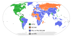 The world's three color TV systems in 1965 PAL-NTSC-SECAM.svg