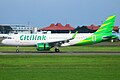 Satu diantara Pesawat Citilink Airbus A320neo (PK-GTC) di Lapangan Terbang Antarabangsa Soekarno-Hatta