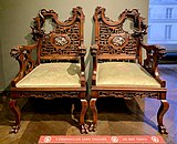 Pair of armchairs, attributed to Gabriel Viardot, Paris, circa 1880, alder stained, carved and inlaid with mother-of-pearl, inv. 2006.105.1.1 MAD Paris.jpg