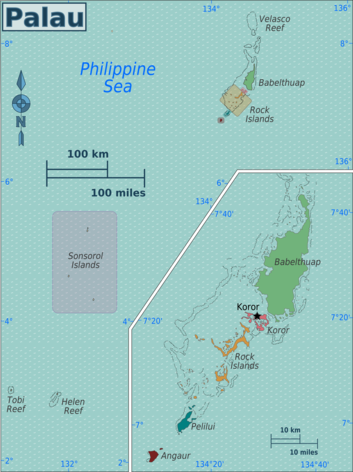 Mapa regionů Palau