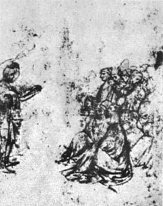 De prediking van Johannes de Doper, ca. 1431, pen en zilverstift op perkament, 24,1 × 19,6, Museum Boijmans Van Beuningen (Rotterdam), inv. I.518