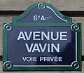 Plaque de l'avenue.