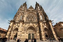 Cathedral of Saint Vitus, the seat of the Roman Catholic Archbishop of Prague. Pruceli chramu sv. Vita.jpg