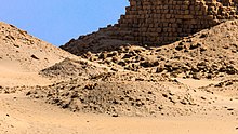 A heap of rubble in the desert.