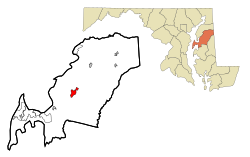 Queen Anne's County Maryland Incorporated and Unincorporated areas Centreville Highlighted.svg