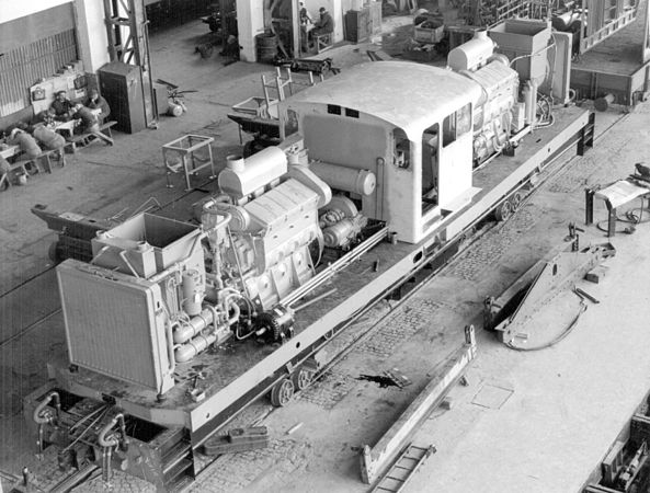 No. D750, later no. 61-006, under construction at Henschel's plant at Kassel, Germany, 1958